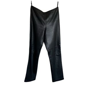 Hugo Buscati Black Leather Collection flat front Straight Leg Pants Size 8